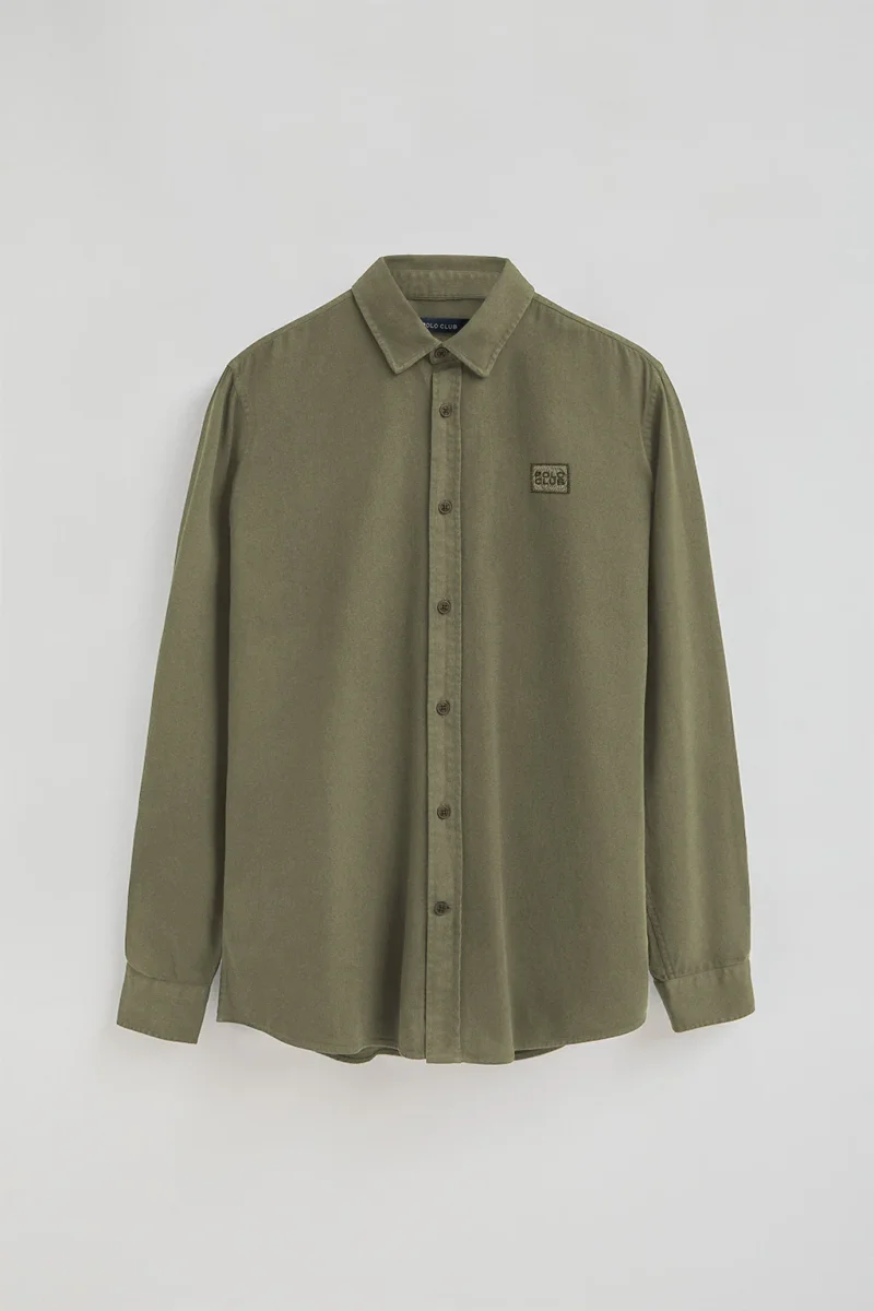 Camisa verde militar de corte regular con logo Polo Club - Imagen 7
