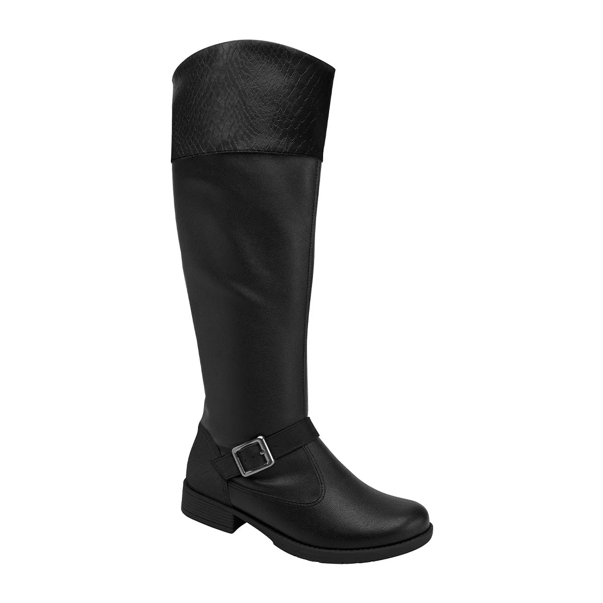 Botas a la rodilla doble textura con hebilla tacón bajo - Leci - Imagen 3
